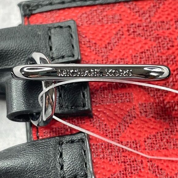 MICHAEL KORS Micro Signature Logo Earbud Case AirPod Case Red Womens Purse Fob - Picture 8 of 14